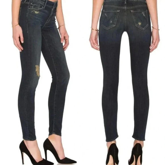 Mother the Looker Ankle Fray Dark Wash Antique Size 26 - Picture 1 of 9